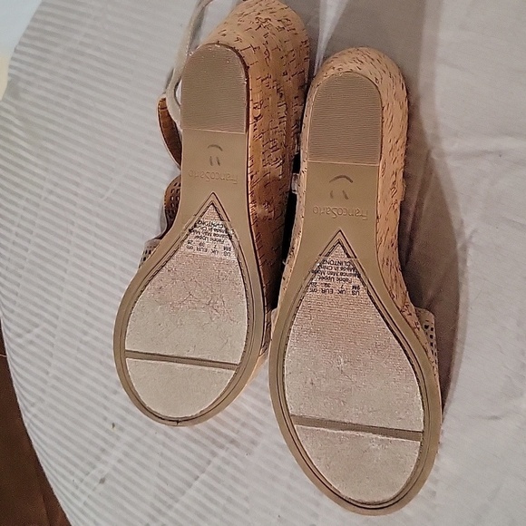 FRANCO SARTO Clinton2 cork wedges taupe faux suede open toe sandals 7 Summer - Picture 6 of 6
